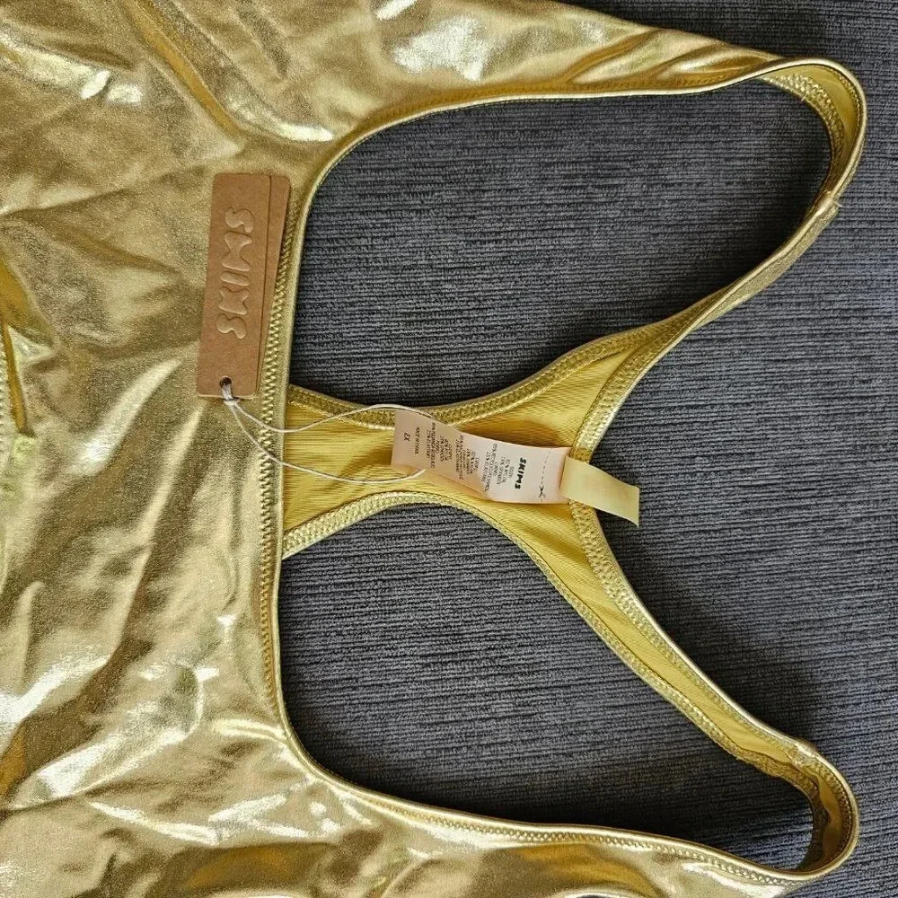 Skims Signature Swim Gold Cut Out Monokini Racerback One Piece Swimsuit Size 2X